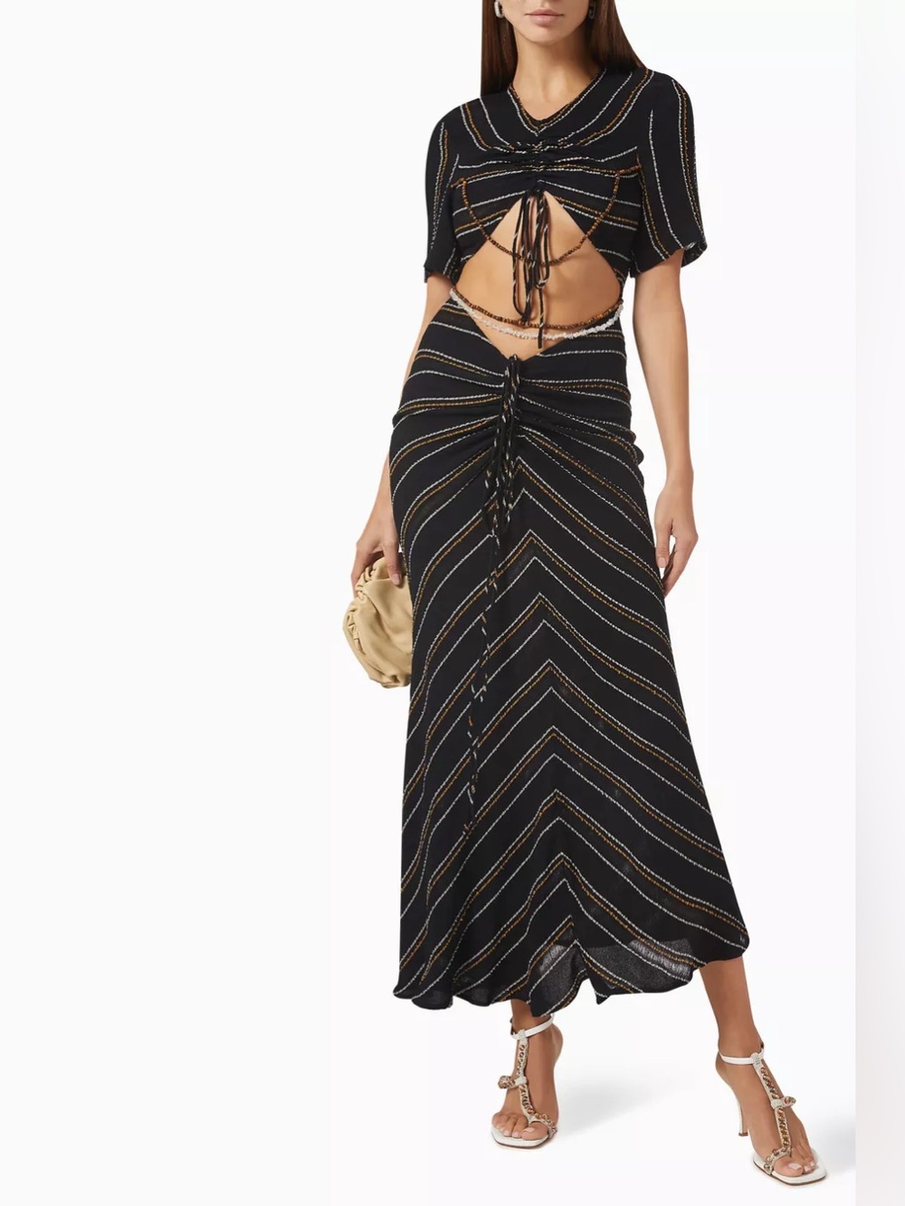 New Christopher Esber Tigers Eye Crystal Garland Maxi Dress in Jersey